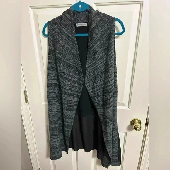 Patrizia Luca Knit Front Chiffon Back Mullet Vest Wool Blend Size Small/Medium - Picture 1 of 6